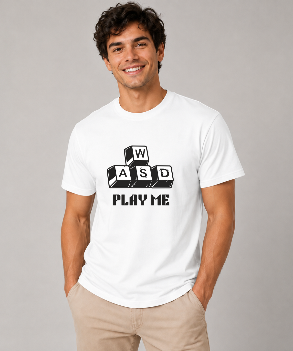 WASD Play Me Gaming T-Shirt – Retro Gamer Keyboard Design