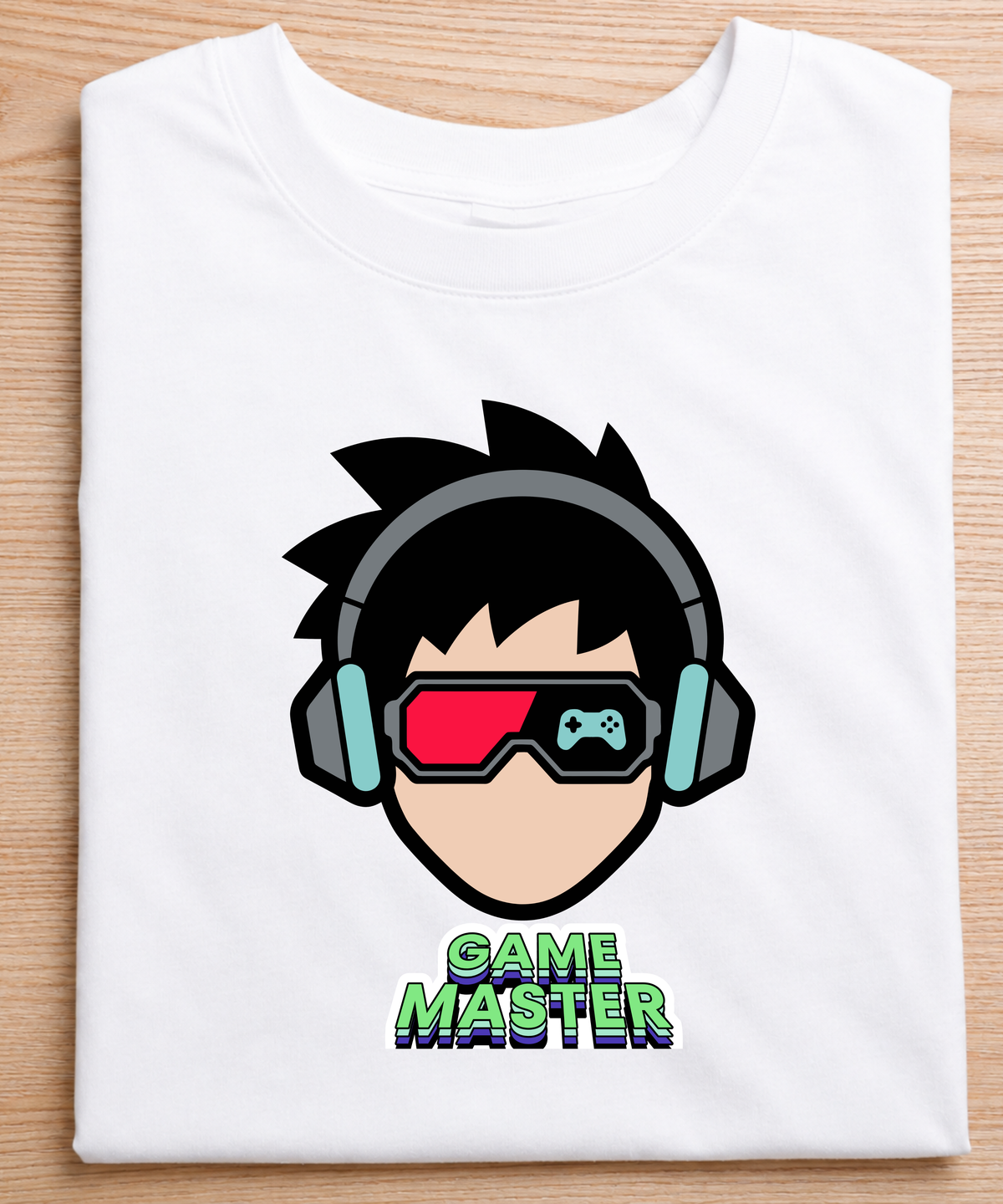 Game Master | Minimal Gamer T-Shirt White | Gaming Headset & VR Graphic Tee for Gamers