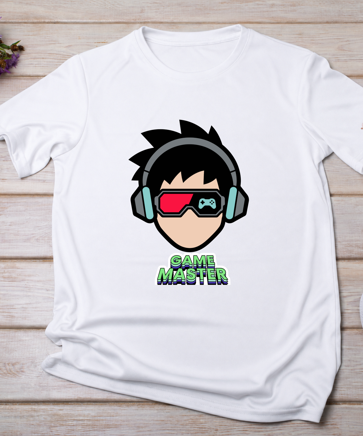 Game Master | Minimal Gamer T-Shirt White | Gaming Headset & VR Graphic Tee for Gamers