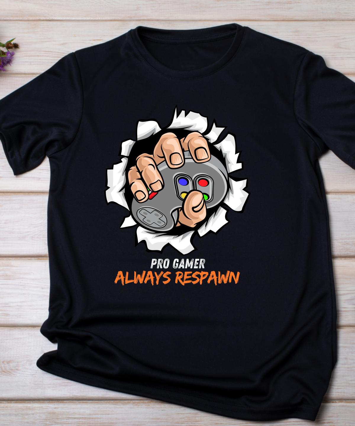 Pro Gamer Always Respawn T-Shirt | Funny Gaming Controller Graphic Tee for Gamers & Esports Fans
