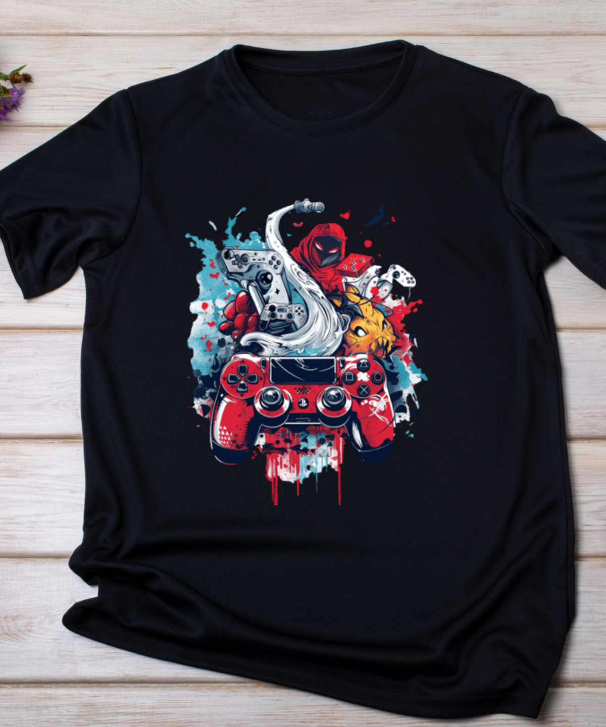 Gaming Controller Graphic T-Shirt | Colorful Gamer Artwork Tee for Console & PC Gaming Enthusiasts