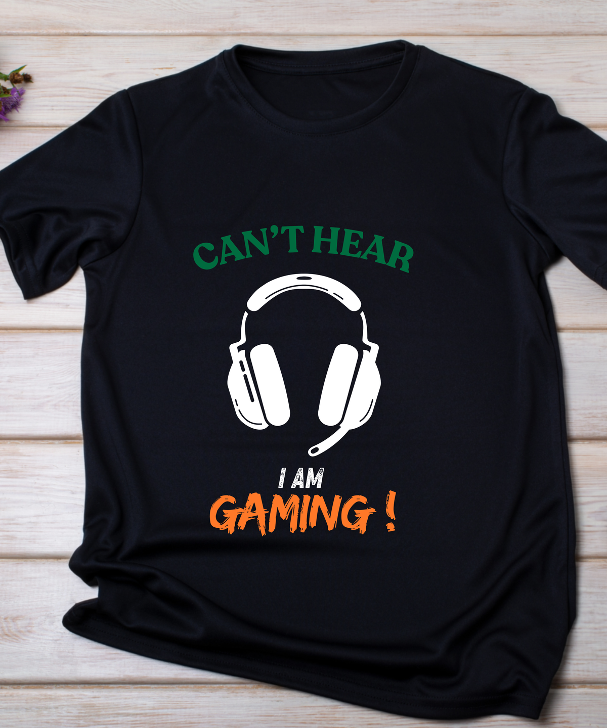 Can't Hear, I Am Gaming! Funny Gamer Headset T-Shirt | Gaming Graphic Tee for PC & Console Players