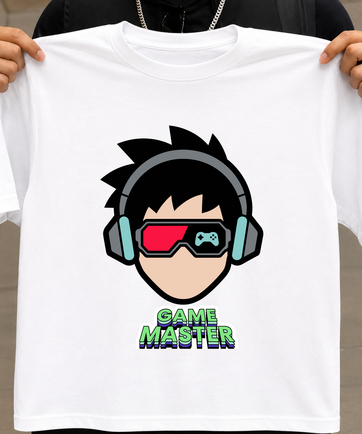 Game Master | Minimal Gamer T-Shirt White | Gaming Headset & VR Graphic Tee for Gamers