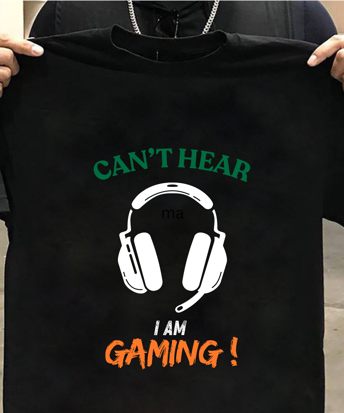 Can't Hear, I Am Gaming! Funny Gamer Headset T-Shirt | Gaming Graphic Tee for PC & Console Players